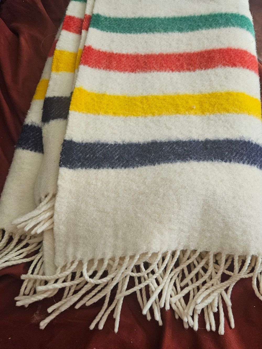 Hudson's Bay Company 100% Wool Caribou Blanket Striped Throw Vintage Camp Cabin